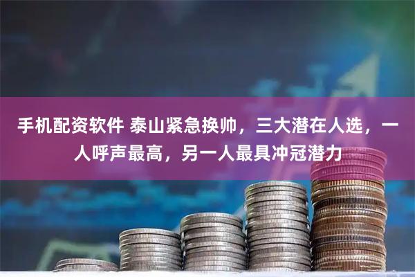 手机配资软件 泰山紧急换帅，三大潜在人选，一人呼声最高，另一人最具冲冠潜力